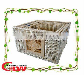 handmade paper basket,square storage basket,1 pc Iron frame & paper woodcarving basket
