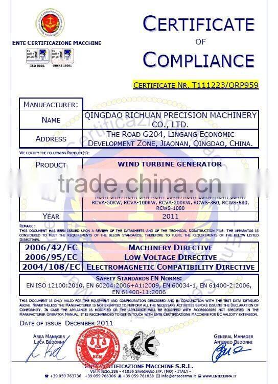 2kw wind power generator (AC, PMG), 2kw horizontal axis wind turbine generators