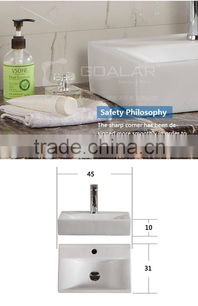 Bathroom Sink Smooth Surface Rectangular Ceramic Art Wash Basin