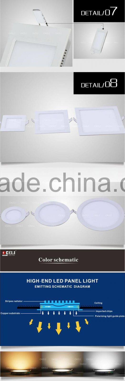 2015 factory wholesale ultra thin led light panel,6w 12w 18w recessed flat panel led light