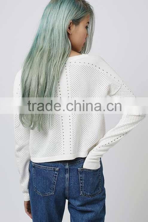 2016 Women Mixed Pointelle Crop HSS3026