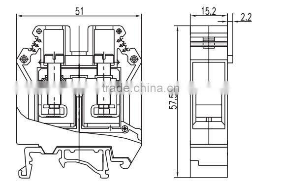 UK35 terminal block with din rail screw type