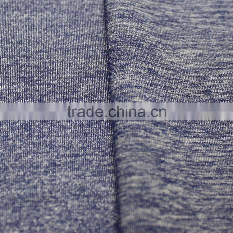 Wholesale stock grey jersey microfiber melange single jersey sports shirt fabric