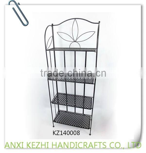 KZ140008 4 tiers wrought iron indoor home supermarket shelf metal vegetable rack