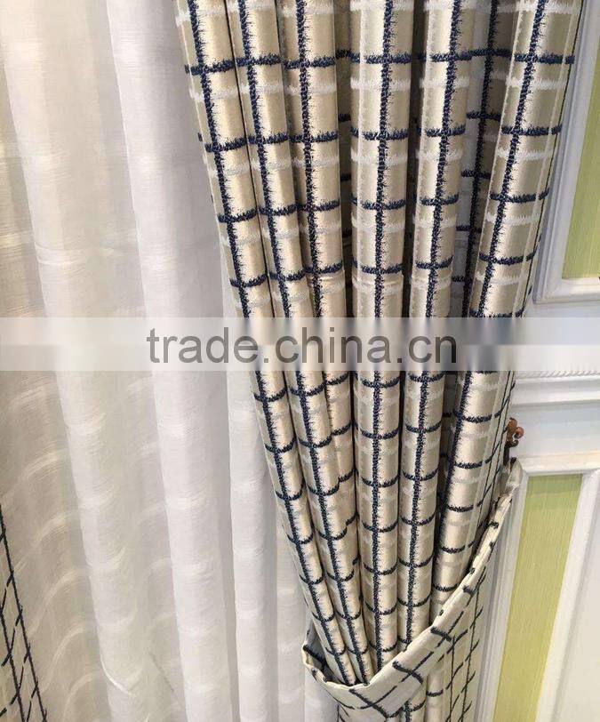 More modern grid jacquard shading bedroom window sitting room drapes