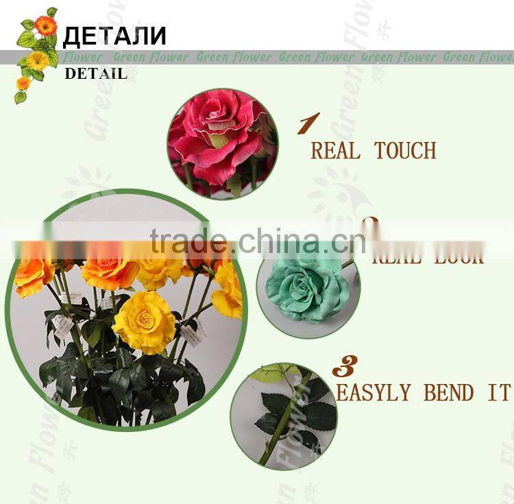 Greenflower 2016 Wholesale handscrafts Real Touch Latex PU China Artificial Flowers Big Rose for wedding decoration occation