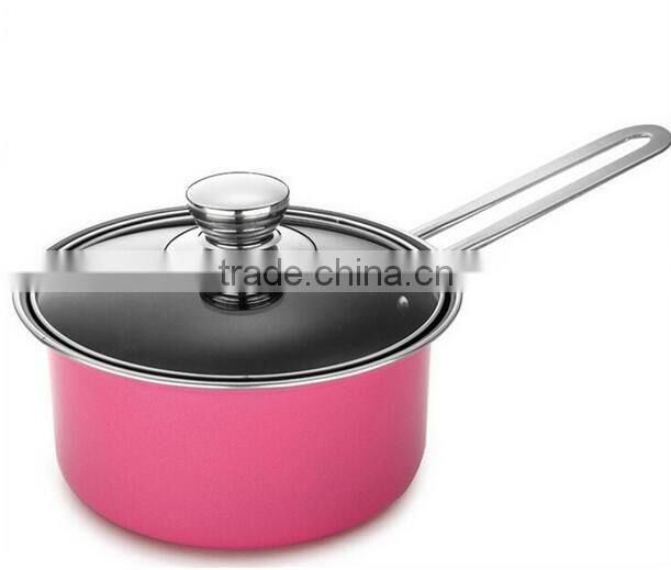 Aluminum Non stick Pink Saucepan with stainless steel handle