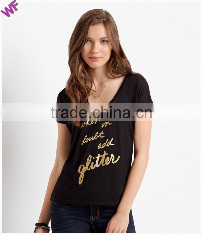 V-neck T-shirt Printed Logo t shirt China wholesale t shirt apparel