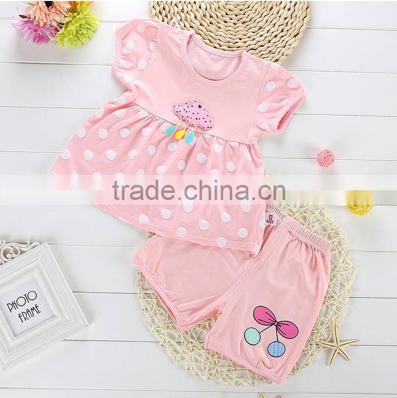 2016 Summer wholesale girls boutique cotton dress + short pants set kindergarten girl clothing baby girl boutique clothing sets