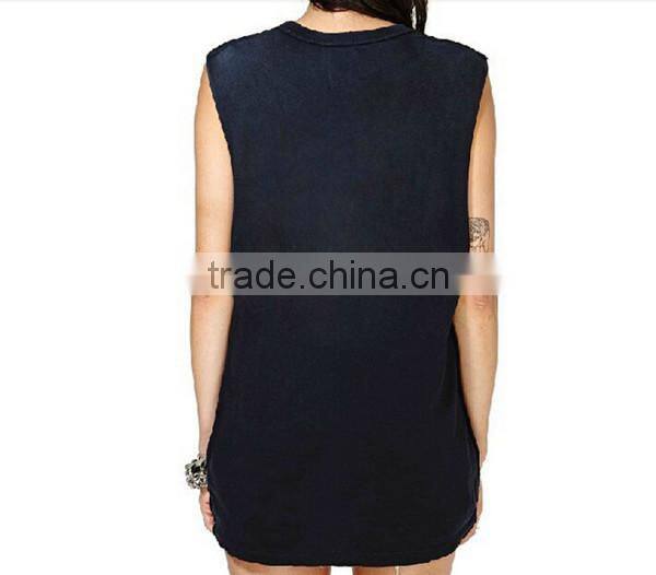 Custom Printed High Neck Sleeveless T Shirt Girls Cotton Singlet Promotional Own Design Tank Tops