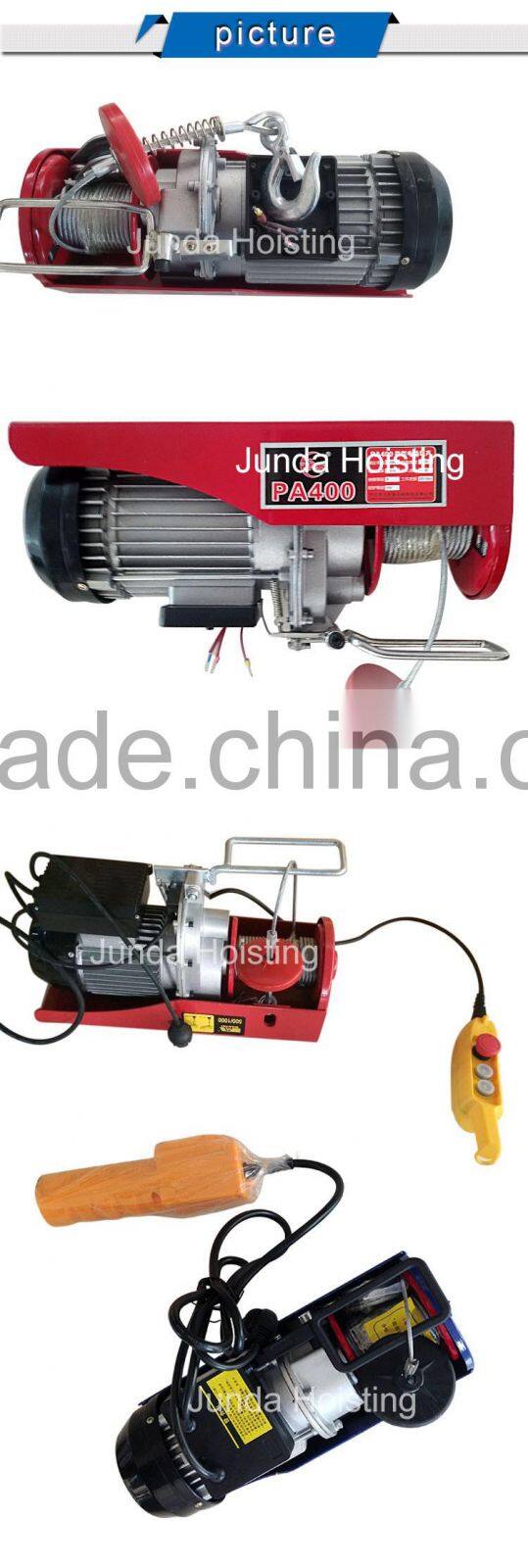 multifunctional pure copper motor 100-1000KG PA Type Micro Electric Wire Rope Hoist
