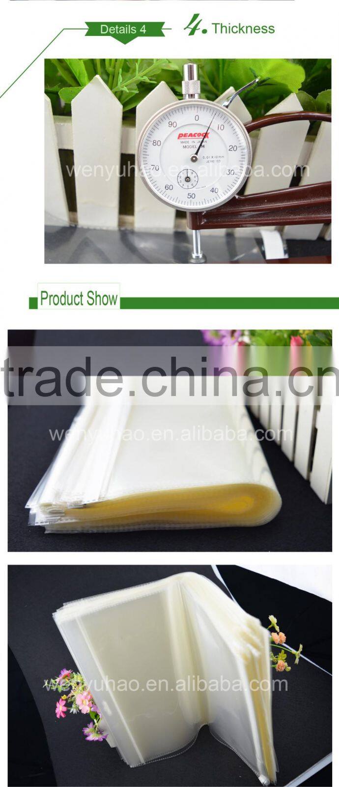 custom self adhesive plastic lamination header transparent gift packing bag