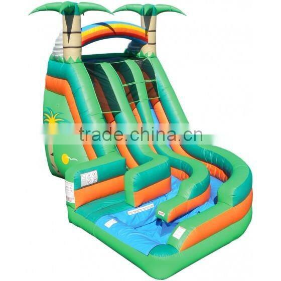 Tropical wild splash pool cheap giant inflatable water slide for sale