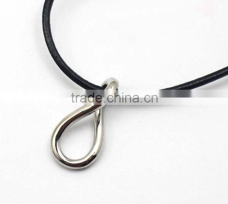 Stainless Steel 8 Symble Pendant Leather Chain Necklace