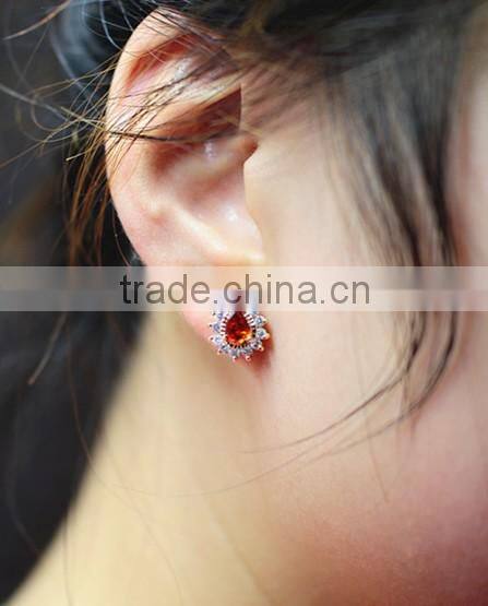 JINSE Red Stone Earrings