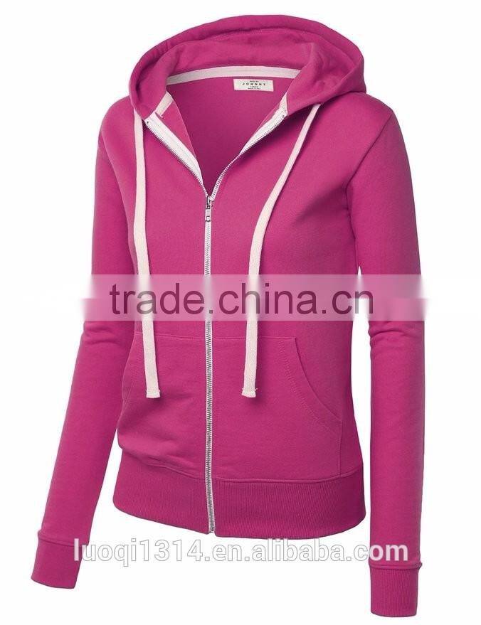 Fashion 100% cotton fleece woman jackets , custom embroidered hoodies sweatshirts wholesale