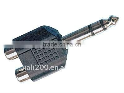 Nickel Stereo Audio 1/4" Male Plug to 2RCA Female "Y" Audio adaptor