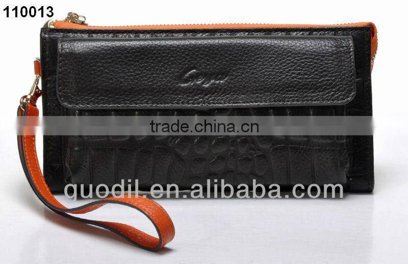 Crocodile embossed leather bag with pebble leather wallet 2013 for woman