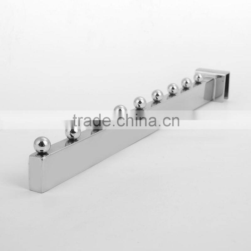 Metal Chrome Crossbar Fix Display Hook 15*30 Square Tube Straight Arm Display Hook with 9 Balls