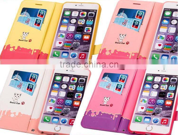 Lovely Cats Pattern Mobile Phone Case Flip Wallet Phone Case For iPhone 6