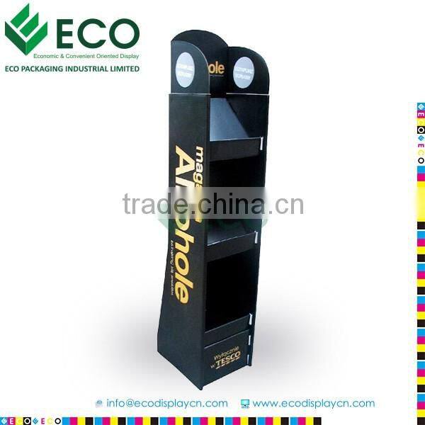 Black Elegant Ladder Shape Toy Advertising Corrugated Displaying Stand Wholesale