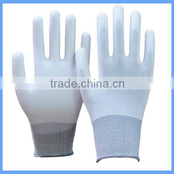 Best-selling 15 Gauge Knitted PU Palm Coated Polyester Hand Gloves