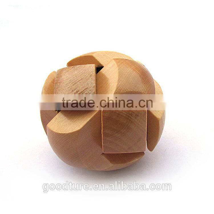 2015 Hot Sale Wooden IQ Intelligent PuzzleKongming Lock Brain Teaser 3D Football