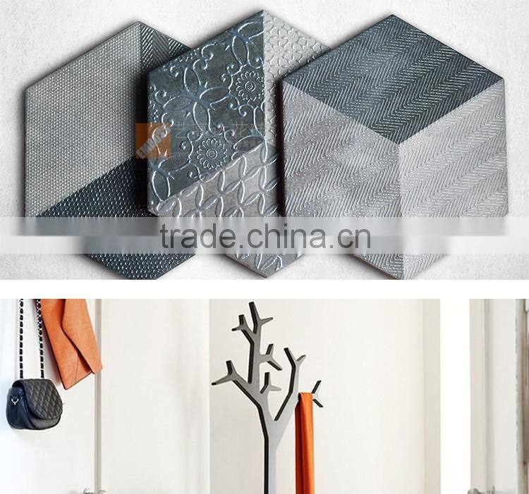 EMBOSS 100*200*175mm grey color hexagon tile porcelain mosaic floor tile