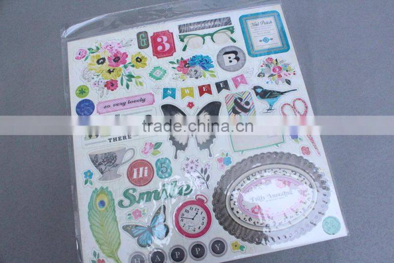 DIY 3D scrapbook adhesive layered chipboard sticker for kids