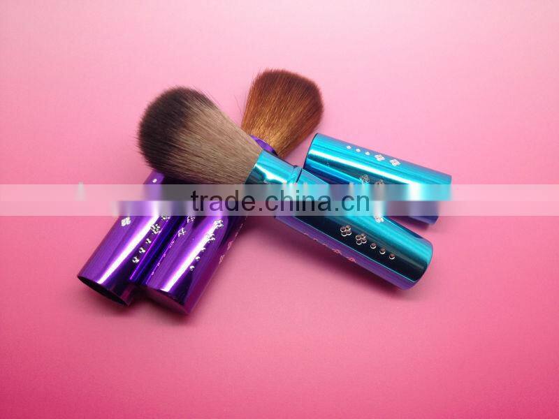 printed brush blue and purple retractable blush brush diamond makeup brushes