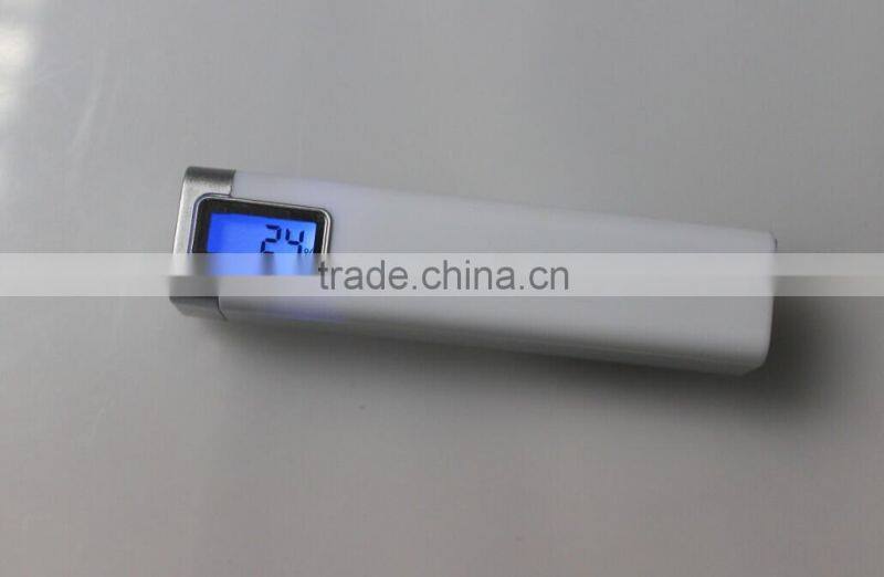 lipstick design 2600mah led screen portable power bank charger