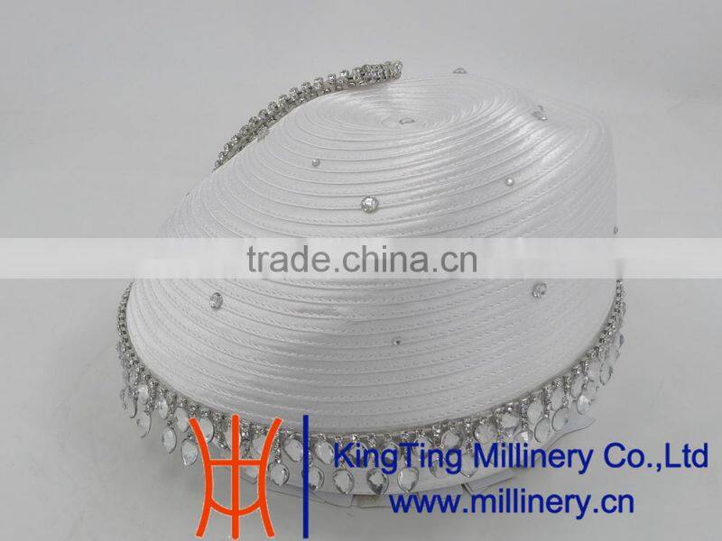 White Color With Broach Ladies Evening Bag And hat For Church