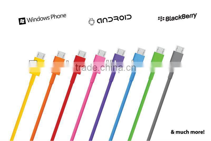 2014 Hot Selling Colorful Micro USB Cable Sync Data Charger Cable For Samsung HTC Motorola Cellphone Tablet