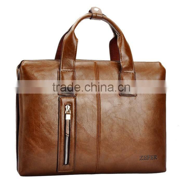 Luxury leather business laptop bag briefcase for man documents handbag