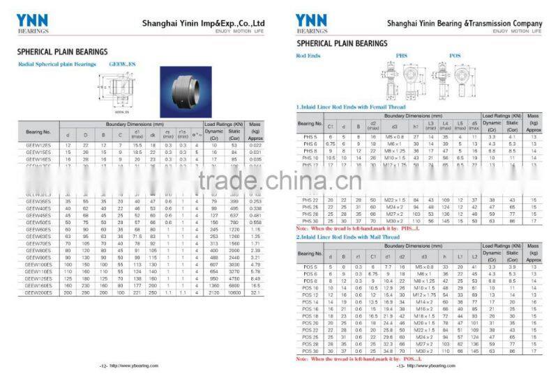 rod end bearing PHS5 PHS10 PHS14 PHS20 SPHERICAL PLAIN BERAINGS