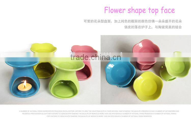 Factory mde flower embossed design ceramic Incense burner embossed logo oil burner