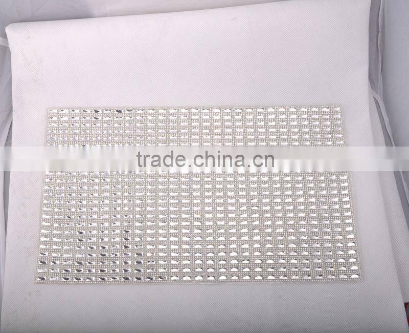 wholesale hot fix rhinestone mesh trimming with 8*8mm glass stone for garment accessories