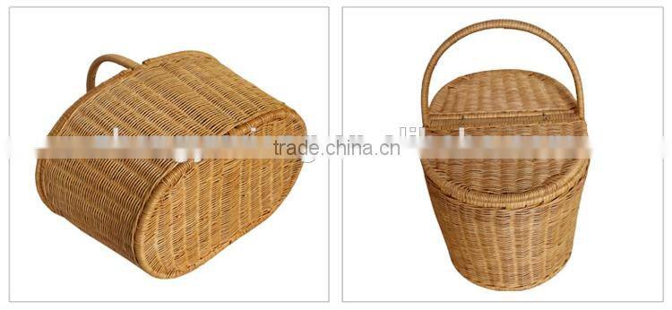 Natural rattan woven fruits picnic basket with cover