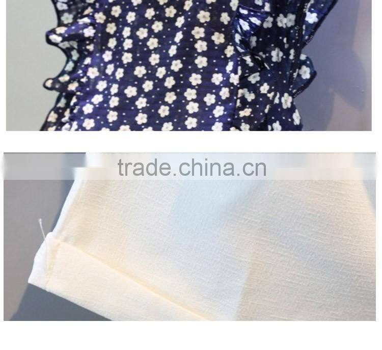 Wholesale Summer Fashionable Floral Pattern Pastoral Style Children Clothing Set for Girl