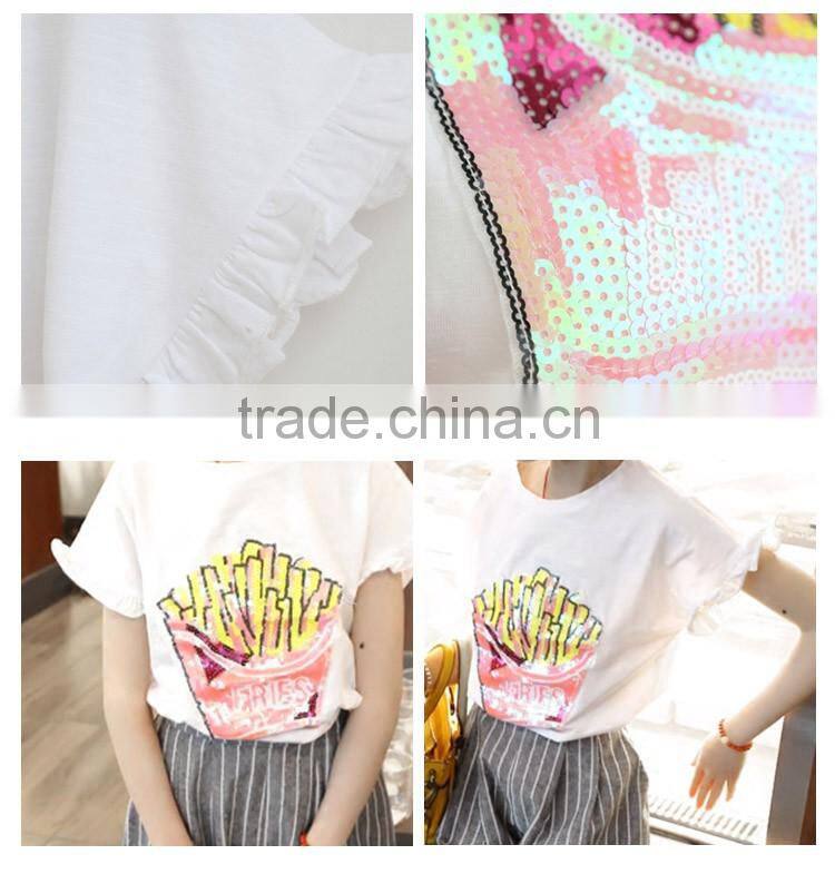 Popular Special Decor Breathable Cotton Children Short Sleeve for Girls