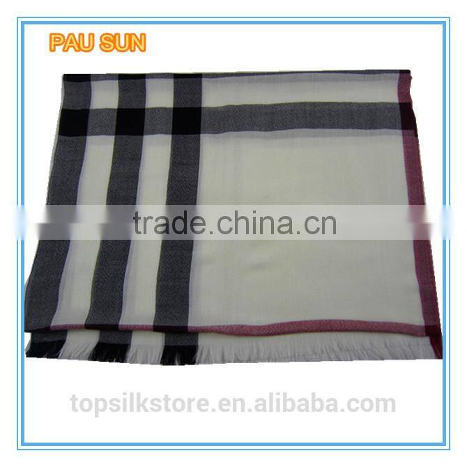 New style classical grid printed long 100 wool scarf