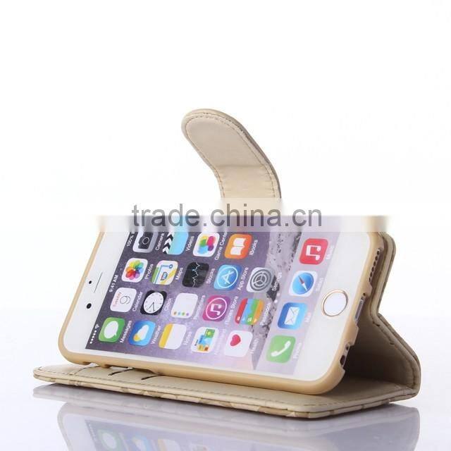 Lady favorite handheld stand fashion rose leather phone cover for iphone 6/ 6 plus with lanyard