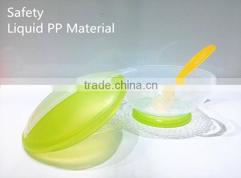 New PP Plastic Baby Transparent Decorative Pattern Suction Bowl With Spoon