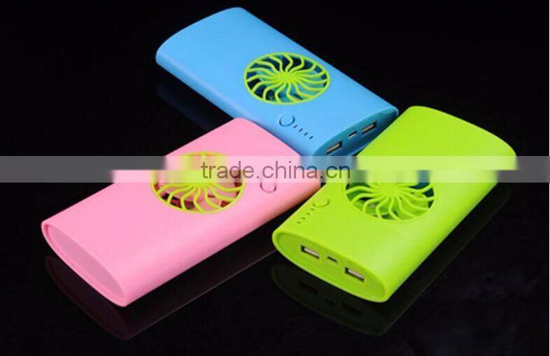 hot new products for 2016 hot summer cooling fan Power Bank 7800mAh electric fan Portable mobile power bank in hot summer