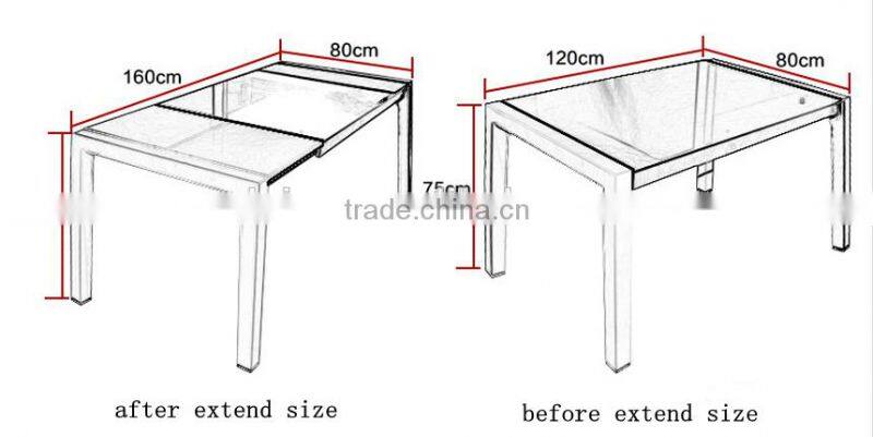 2016 simple modern stainless steel black expandable dining table