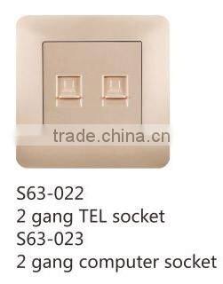 2 gang TEL or computer socket / electrical socket outlet