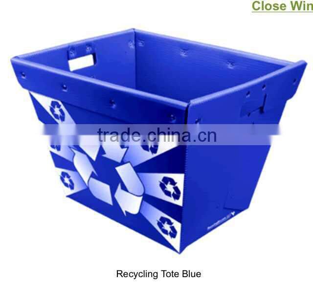 Nestable corrugated plastic tote box/mailing box /postal tote bin