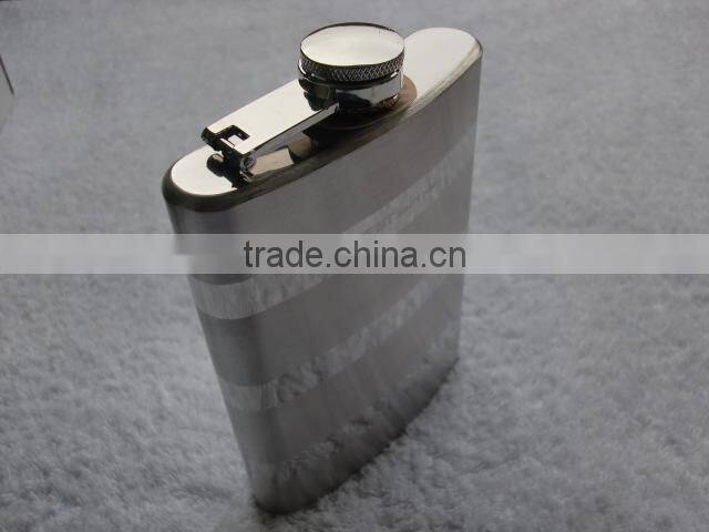 stainless steel hip flask mirror light + drawing senior flagon 8 ounces,wine pot