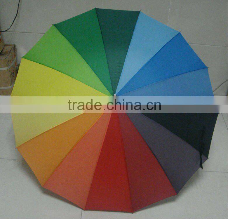 16 colors auto open rainbow umbrella for rain