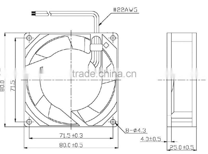 8025 AC 110V 220V axial fan exhaust air fan 80*80*25mm